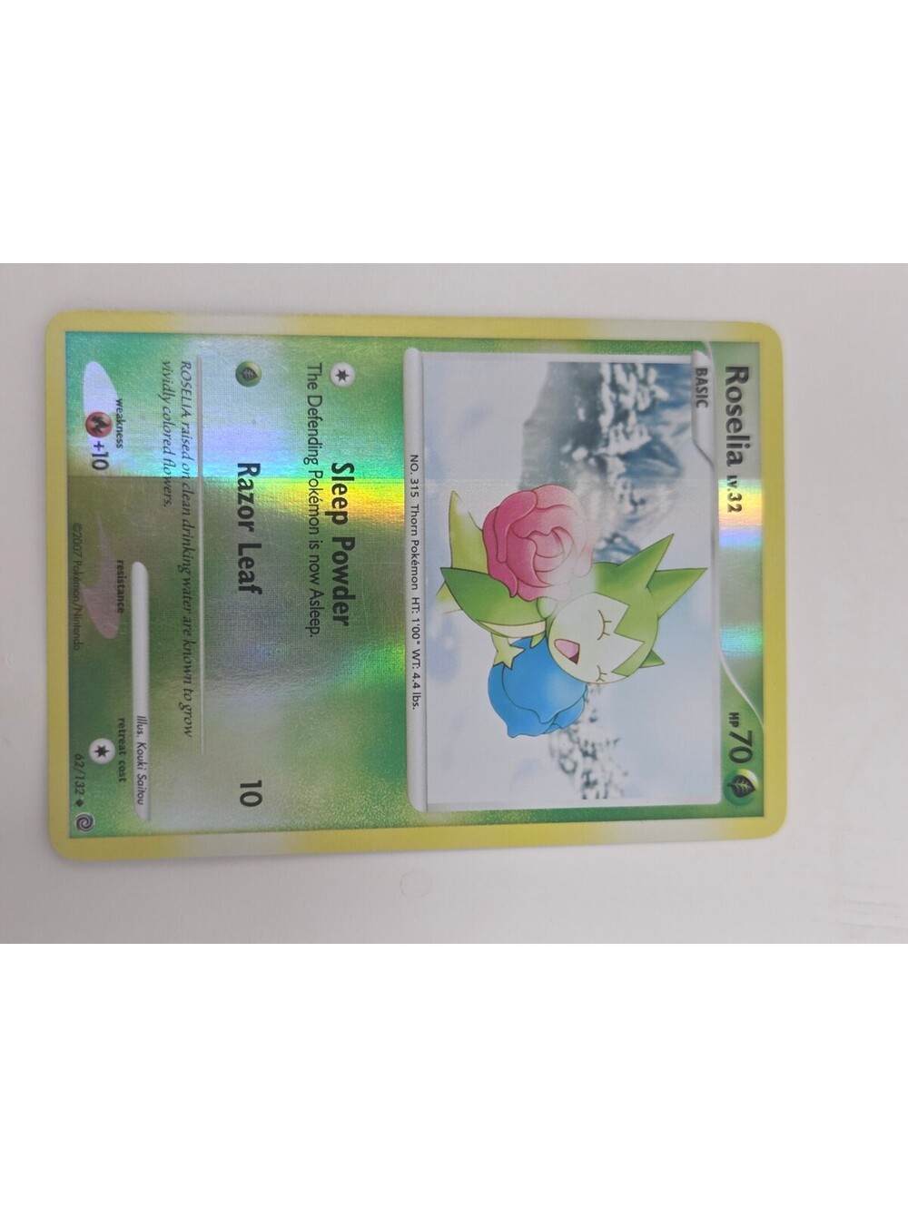 Pokémon Roselia 62/132 Diamond & Pearl 2007 Reverse Holo Grass Type Card